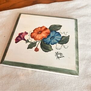 Floral Painted Wooden Plaque